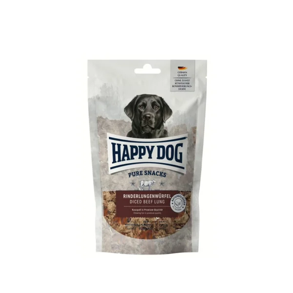 Happy Dog تشویقی جویدنی سگ بالغ Diced Beef Lung با گوشت گاو 400 گرم