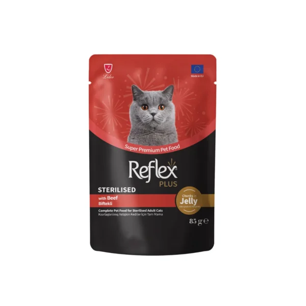 Reflex Plus Wet Chunks in Jelly Sterilised Cat with Beef 85 G