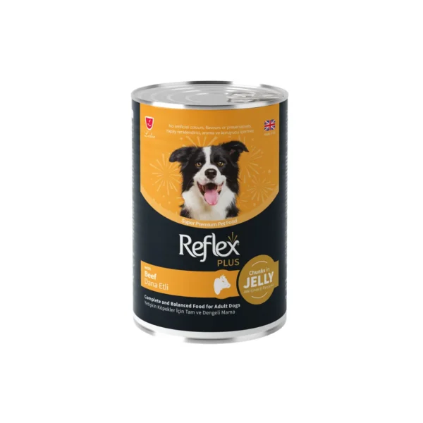 Reflex Plus Wet Chunks in Jelly Adult Dog with Beef 395 G