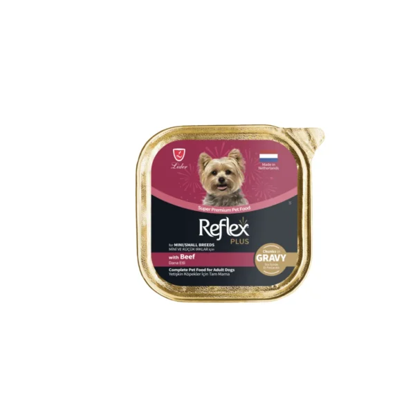 Reflex Plus Wet Chunks in Gravy Adult Dog Mini & Small Breed with Beef 85 G