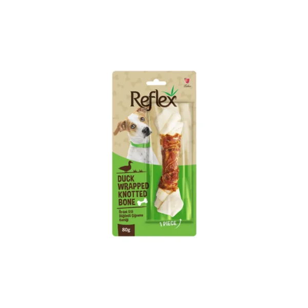 Reflex Knotted Bone Dog Treat with Duck 80 G