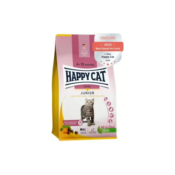 Happy Cat غذای خشک گربه جوان Young Junior با طیور 300 G