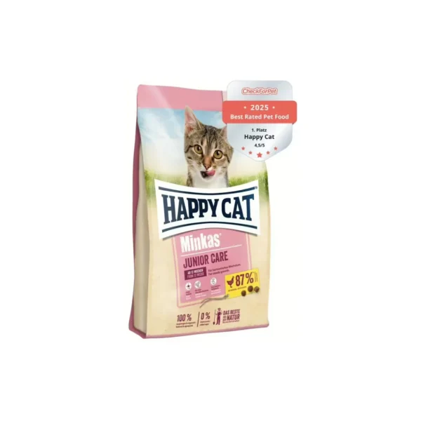 Happy Cat غذای خشک گربه جوان Minkas Junior Care با طیور 500 G