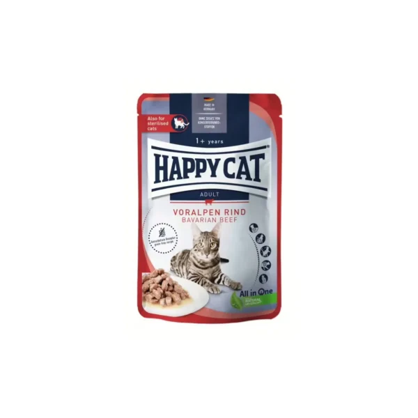 Happy Cat غذای مرطوب گربه Meat in Sauce Culinary با گوشت گاو 12×85 G