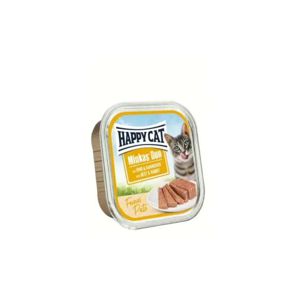 Happy Cat غذای مرطوب پاته گربه Minkas Duo با گوشت گاو و خرگوش 16×100 G