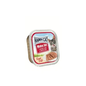 Happy Cat غذای مرطوب پاته گربه Minkas Duo با طیور و گوشت گاو 16x100 G