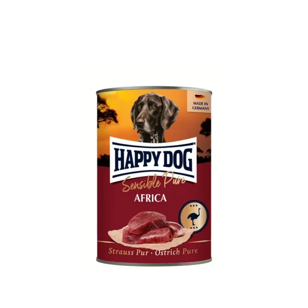 Happy Dog غذای مرطوب سگ بالغ Sensible Pure Africa با شترمرغ 6×400 گرم